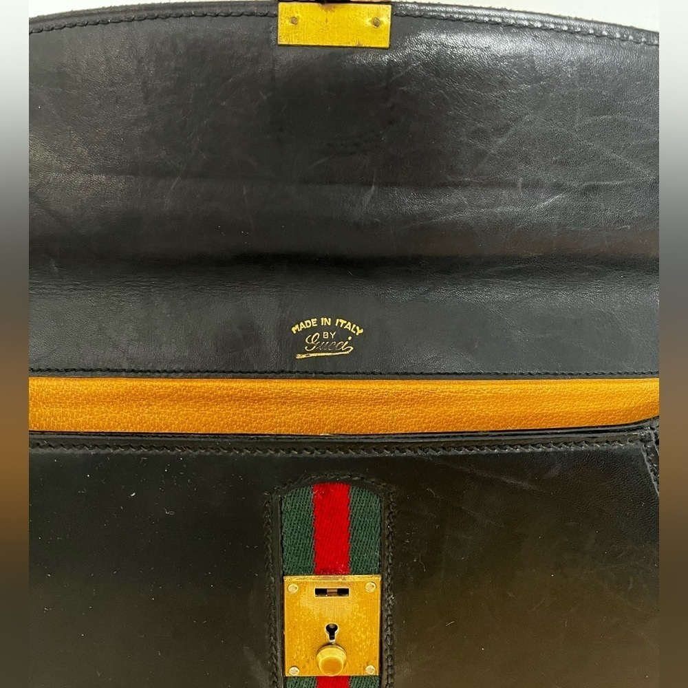 Rare Gucci Sherry Line Laptop Document Envelope Clutch Black 1970-80 - Picture 11 of 14